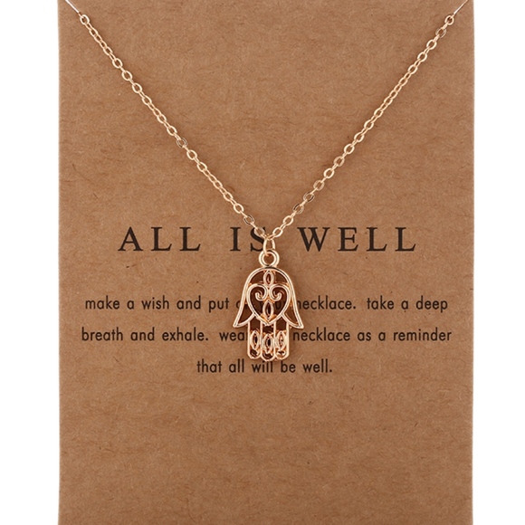 Hamsa Hand Of Fatima Love Gold Necklace & Card - Picture 1 of 4